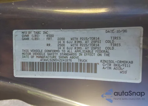 1997 Toyota Tacoma from USA, damaged, VIN 4TAVL52N5VZ241876